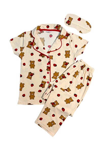 Fil Kids Κοριτσίστικο βαμβακερό αρκουδάκι με σχέδιο φράουλας, πουκάμισο με γι...