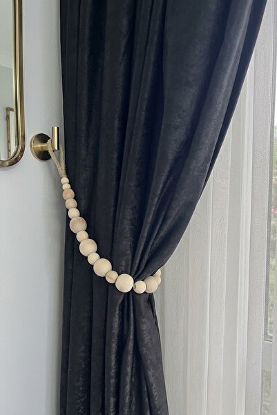 Kuzeylina Σετ 2 Ξύλινων Κρατητήρων Κουρτινών με Χάντρες - Διακοσμητικό Εξάρτη...