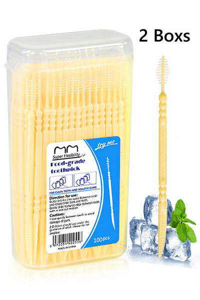 L&Wen 2-in-1 Double Head Interdental Toothpick Brush, Plastic Dental Floss, 2...