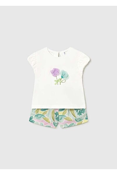 MAYORAL Baby Girl Floral Patterned Shorts Set 1-3 Years Green