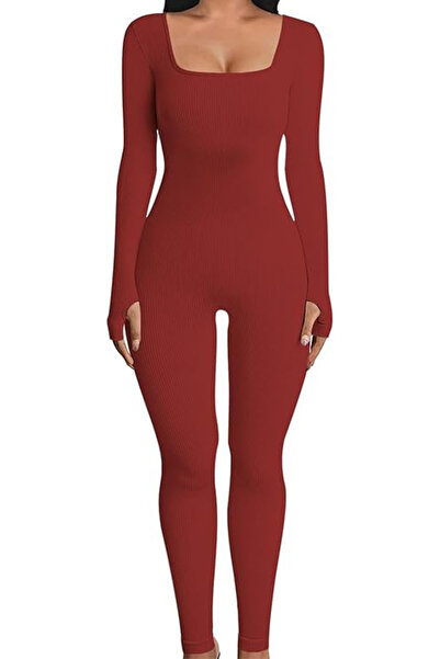 OEM Red elastic jumpsuit for women, ideal for sports S