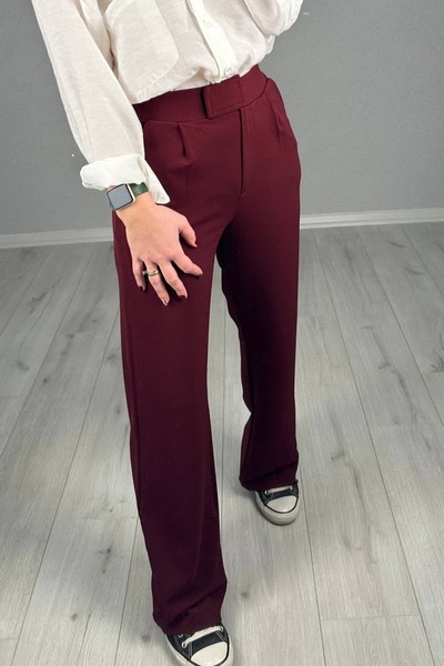 lady special Παντελόνι Palazzo από Lycra με λεπτομέρεια Velcro στη ζώνη