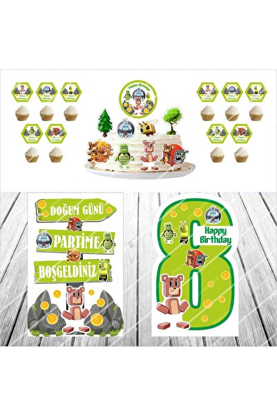 Markasız ucuz 8 Yaş Süper Bear Adventure Doğum Günü Parti Seti