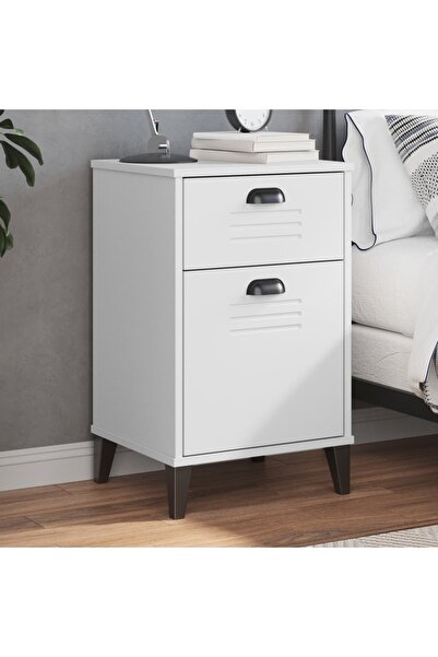 vidaxl Κομοδίνο VIKEN Λευκό από Μασίφ Ξύλο Πεύκου