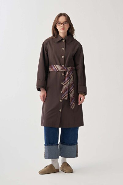 ALLDAY Καφέ Καμπαρντίνα με Αντιανεμικό Προστατευτικό