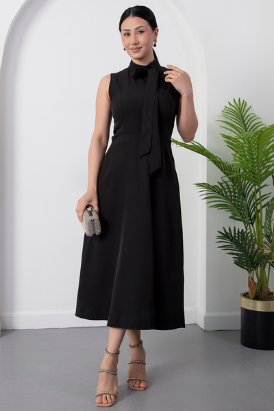 PULLIMM Φόρεμα μίντι με ψηλό γιακά και κορδέλα ESP058