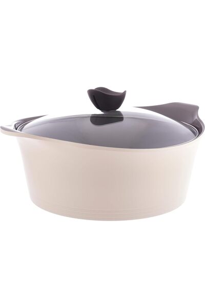 NEOFLAM Eini Ceramic Pot with Glass Lid, 30 cm, Beige