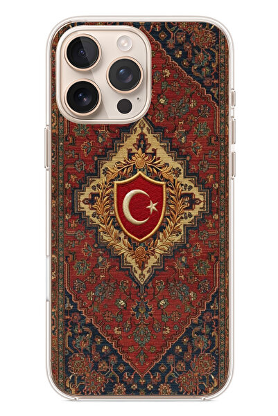 Le Balvo İphone 16 Pro Max Uyumlu Türkiye Bayraklı Halı Baskılı Silikon Kılıf
