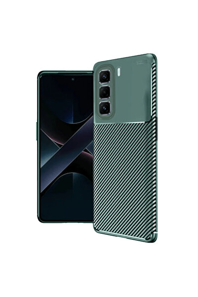 magicool İnfinix Hot 50 Pro Plus 4g Auto Focus Karbon Kapak - Koyu Yeşil