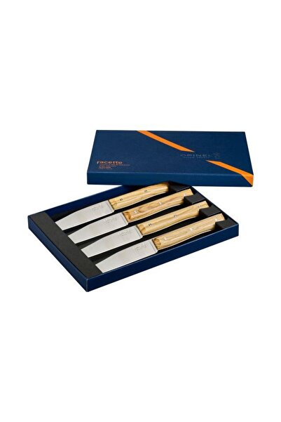 Opinel Set de 4 cuțite de masă cu lamă fațetată, din lemn de măslin