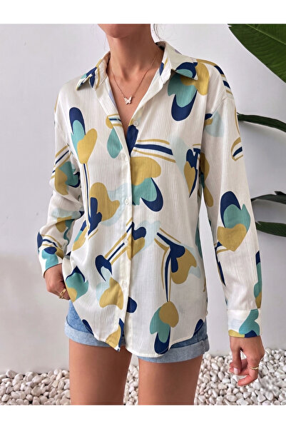 mass fashion Γυναικείο πουκάμισο Yoryo με σατέν σχέδιο