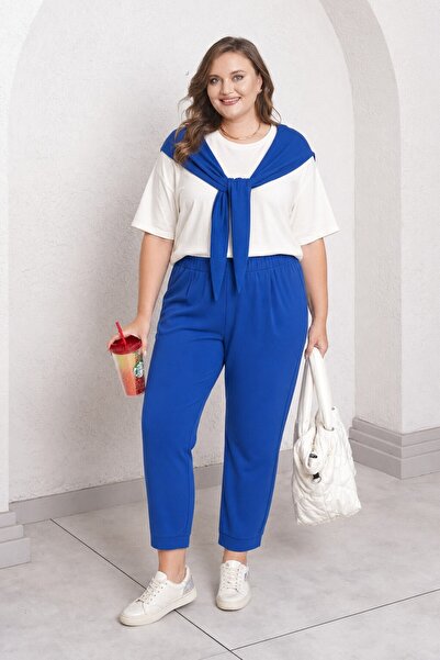 Büyük Moda Modal Top-Bottom Set with Scarf Detail