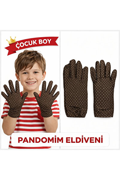 magicool Children's Boy Pantomime Gloves White Polka Dot Brown Color Performa...