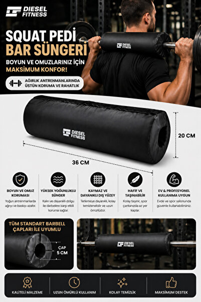 Diesel Fitness Squat Pedi Bar Süngeri – Bar Omuz Minderi, Halter Boyun ve Omu...