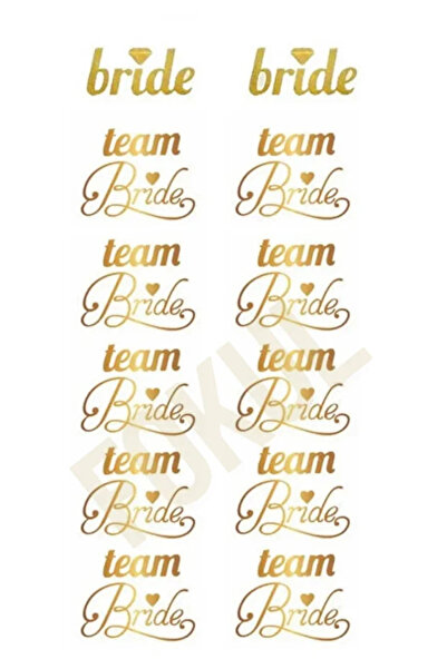 FOKUL Bride To Be Dövme Seti Gold Renkli 2 Bride 10 Team Bride - Geçici Bride...