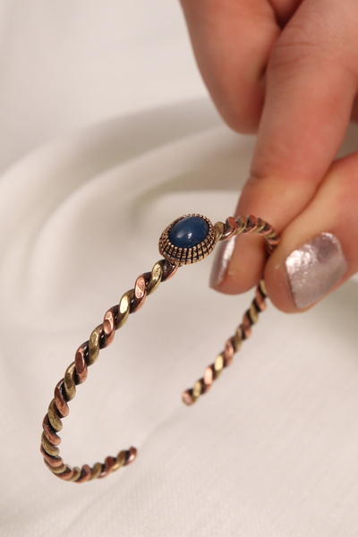 Süspüs Accessories 2 Renk Burgu Model Lapis Taşlı Bakır Bilezik