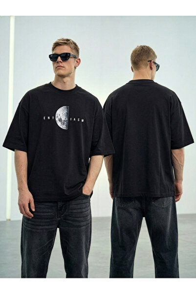 Wild Wood "Lunar Moon" Kabartılı Baskılı Premium Oversize T-shirt