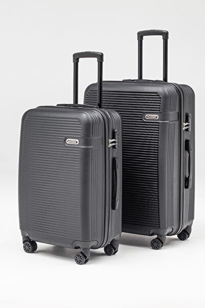 Wander 3000 2-Piece Suitcase Set Medium Large Suitcase 360° Swivel Wheel Black