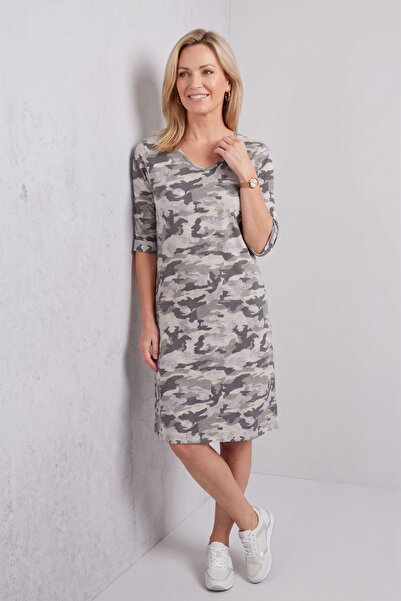 YXL COLLECTION Γυναικείο φόρεμα από χτενισμένο βαμβάκι μεγάλου μεγέθους με λι...