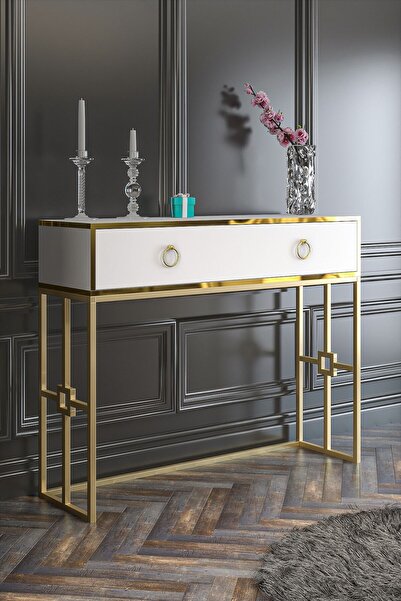Saule Cassandra Dresuar Beyaz Gold Bant Gold Demir Ayak