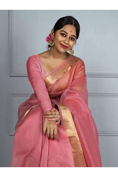 MYSMAR Pink Organza Saree - PMM7707 | Pink