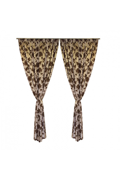 Velaria Σετ κουρτινών ταφτά φλοράλ, 2 τεμάχια 145x245 εκ.