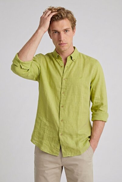 SMILE Farrington Green 100% Linen Shirt