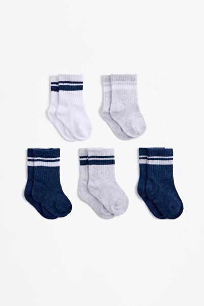 LEFTIES Çizgili fitilli uzun çorap (5'li Pack)