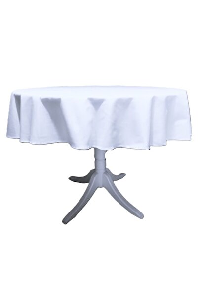 Casa Bucuriei Round Tablecloth, D 130 cm, Casa Bucuriei, White, Cotton, Damask