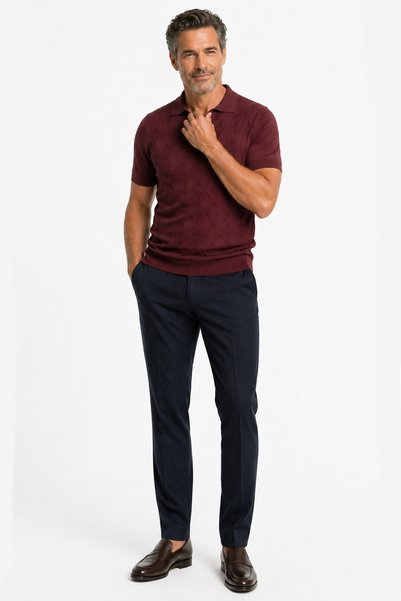 Pulltonic Tricou polo pentru bărbați, cu decolteu în V, cu model, din tricotaj