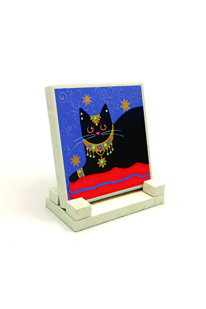 Sadrazam Πέτρινη βάση επιτραπέζιου υπολογιστή με σχέδιο γάτας 10x10 KRG-167