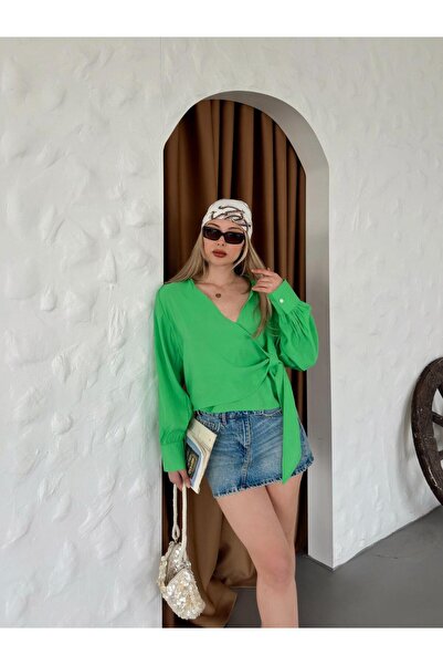 Linen Butik Önden Bağlamalı Modal Gömlek