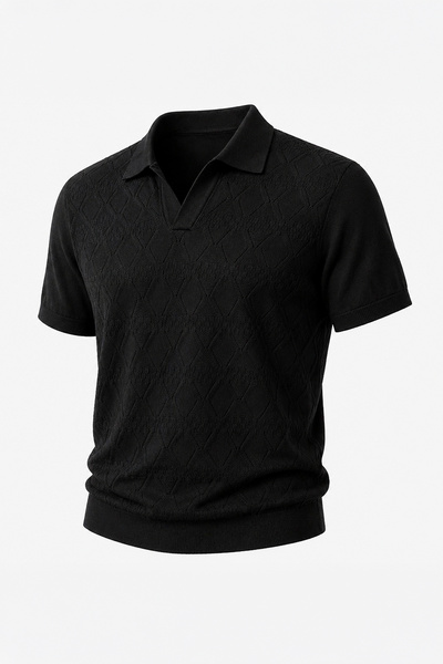 Pulltonic Tricou polo pentru bărbați, cu decolteu în V, cu model, din tricotaj