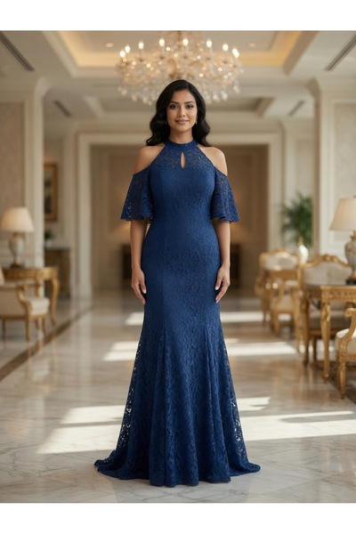 Saks Mavisi Balık Model Abiye