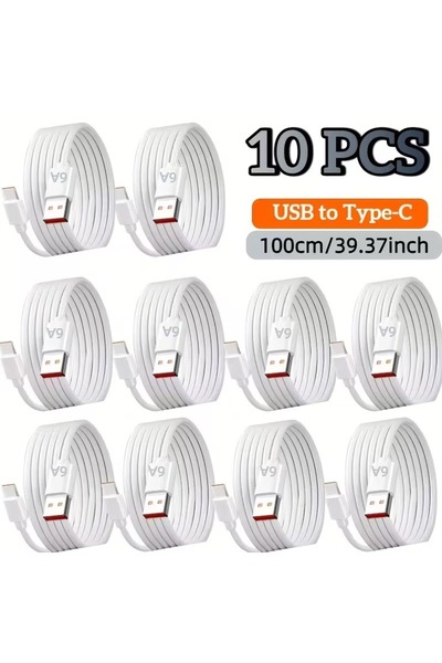 pukotech 10 adet USB'den Type-C Şarj Kabloları, Akıllı Akım Kontrolü ile Hızlı Şarj ve Veri Aktarım