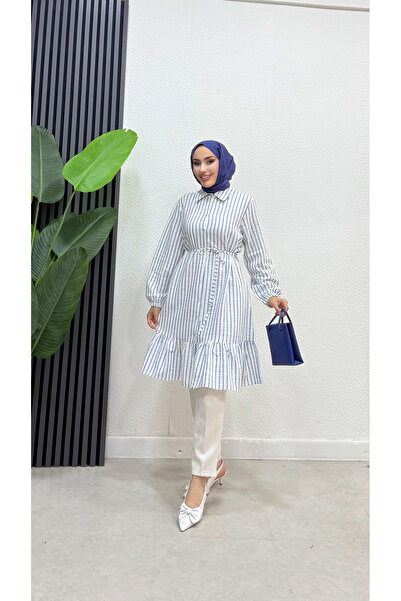 Moda Gazel çizgili fırfırlı gölmek