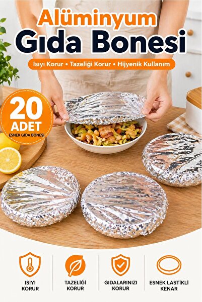 Kitchen Beauty 20 Adet Alüminyum Tabak Bonesi Tazeliği Koruyan Tencere ve Tab...