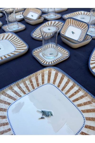Ulus Home Blue Bird 6 Kişilik 29 Parça Porselen Kahvaltı Takımı