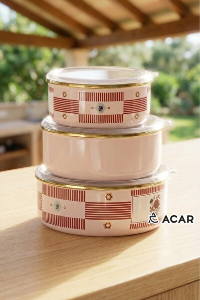 Onedekor Enamel Chole Collection 3-Piece Storage Container Gold