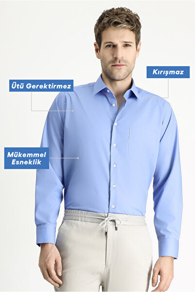 Kiğılı Uzun Kol Regular Fit Klasik Yaka Cepli Pamuklu Non Iron Ütü Gerektirme...