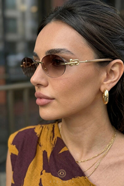 Eyesofia Cartiess Unisex Ellipse Brown Gold Framed Ultra Light Uv400 Filtered...