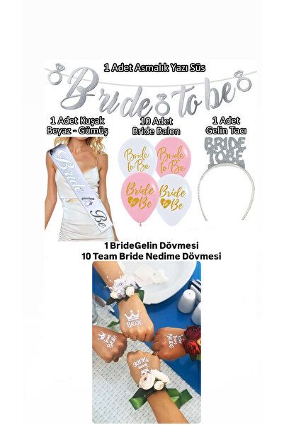 Parti Zamanı Gümüş Bride To Be Seti Bekarlığa Veda Partisi Malzemeleri Kuşak ...