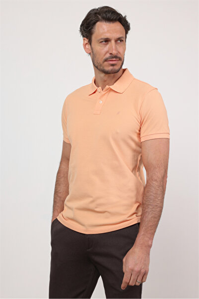 İmza Ανοιχτόχρωμο μπλουζάκι σολομού με λαιμόκοψη πόλο, κοντό μανίκι, χωρίς τσ...