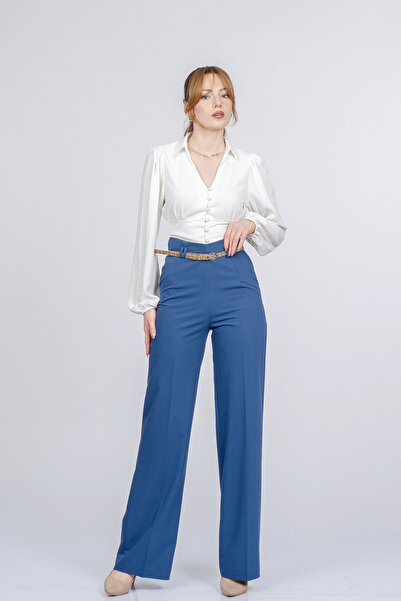 MissVina Ύφασμα παντελόνι με ψηλή μέση και ζώνη Meliora