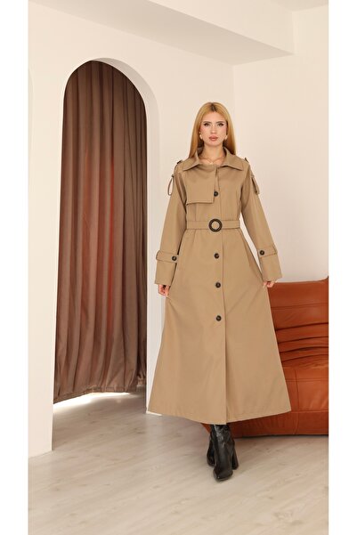 QUBERZ Κλασικό παλτό με κορδόνια με εξαιρετικά μακριά κουμπιά 1030