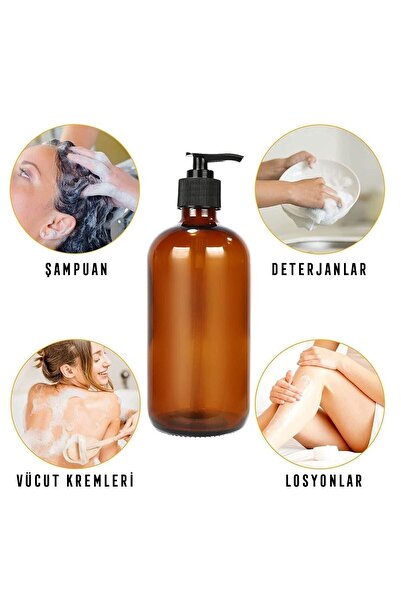 Empressco Amber Cam Şişe Sıvı Sabun El Sabunu Bulaşık Deterjanı Şampuan Duş Jeli Losyon Çeşitleri 500ml 1 Adet