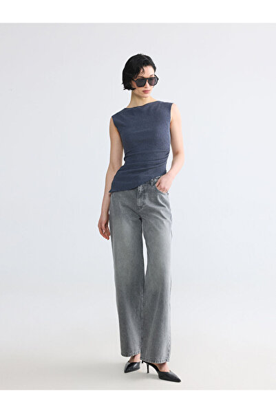 LC Waikiki Gray Straight Fit Women's Jean Trousers