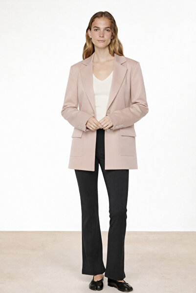 Triko Mısırlı Camel Triko Kadın Blazer Ceket