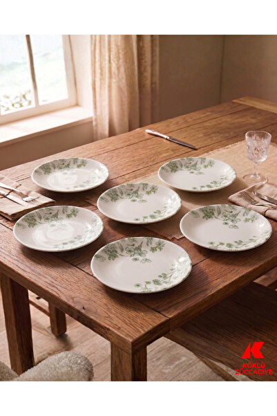 Köklü Züccaciye 18 Cm Porselen Yemek Tabağı 6 Adet