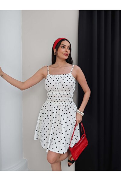 ESRAHELVACI Πουά Μίνι Φόρεμα με Γκιπέλι